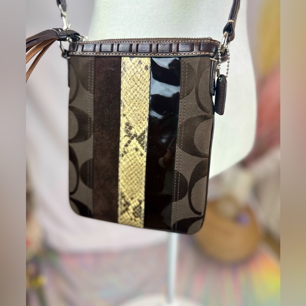 Coach - Vintage Signature Chocolate Canvas & Leather Crossbody.